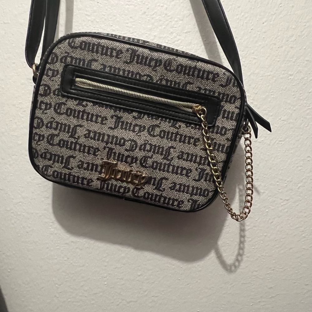 Juicy Couture Monogram Black and Gray Crossbody Bag